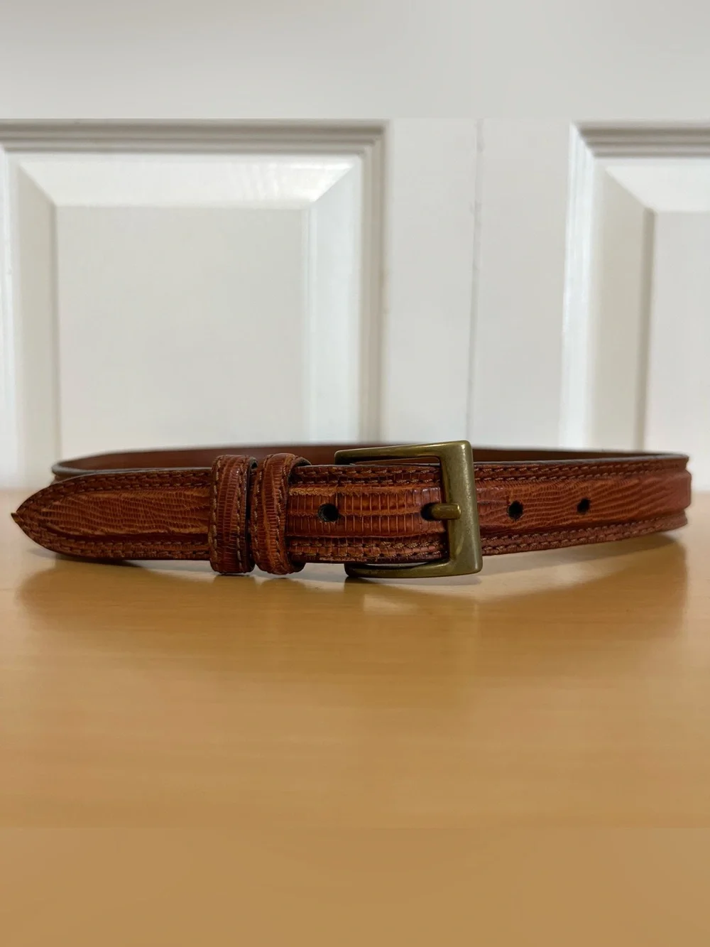 Vtg Giogio Armani Men's Brown Textured Leather Belt Size 70/28